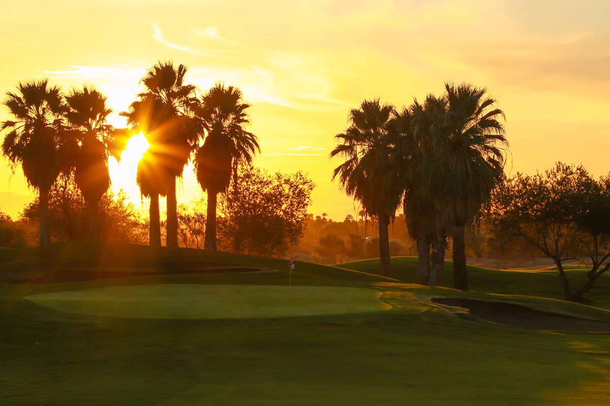 Sunset on a golf course